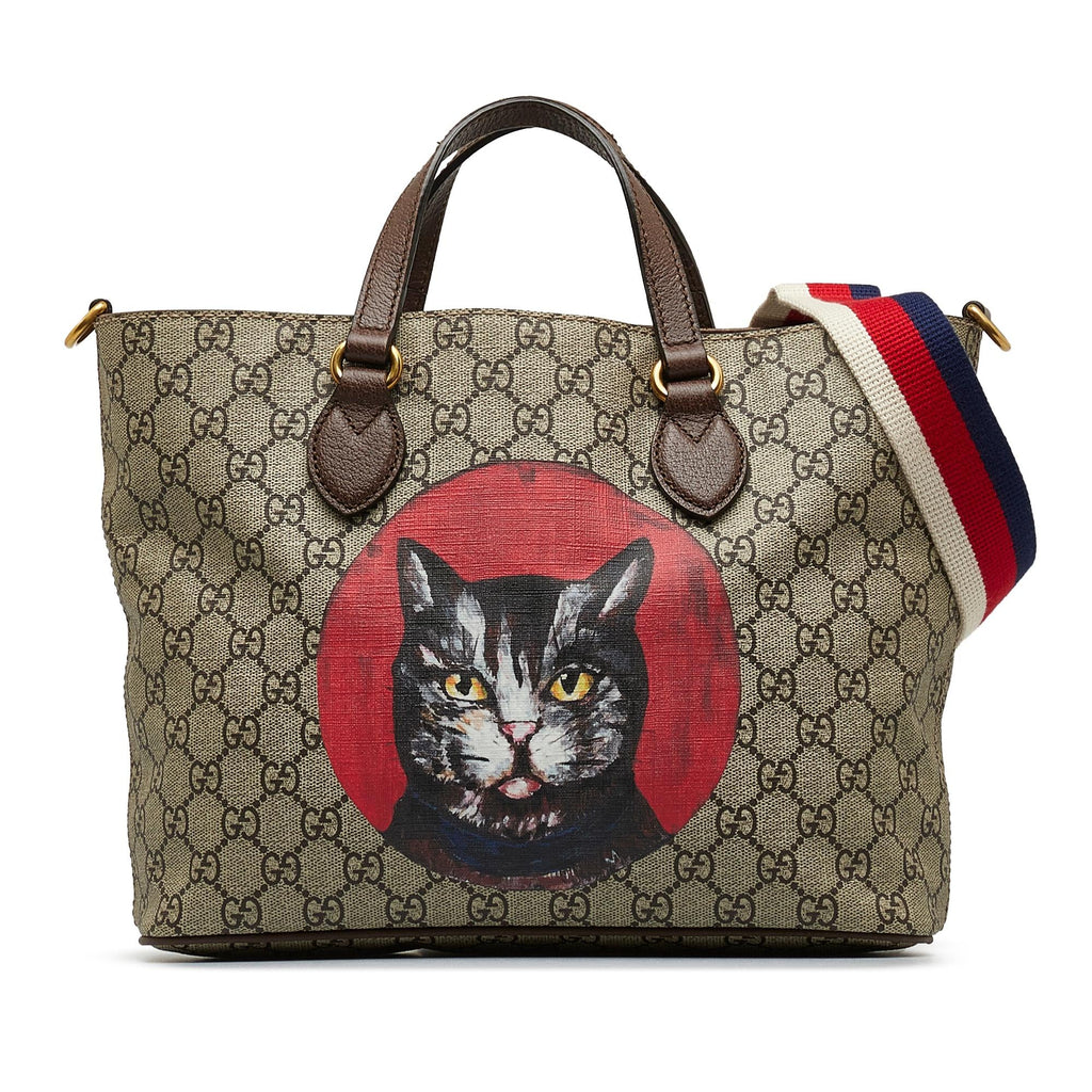 Gucci GG Supreme Mystic Cat Satchel (SHG-JMBObq)
