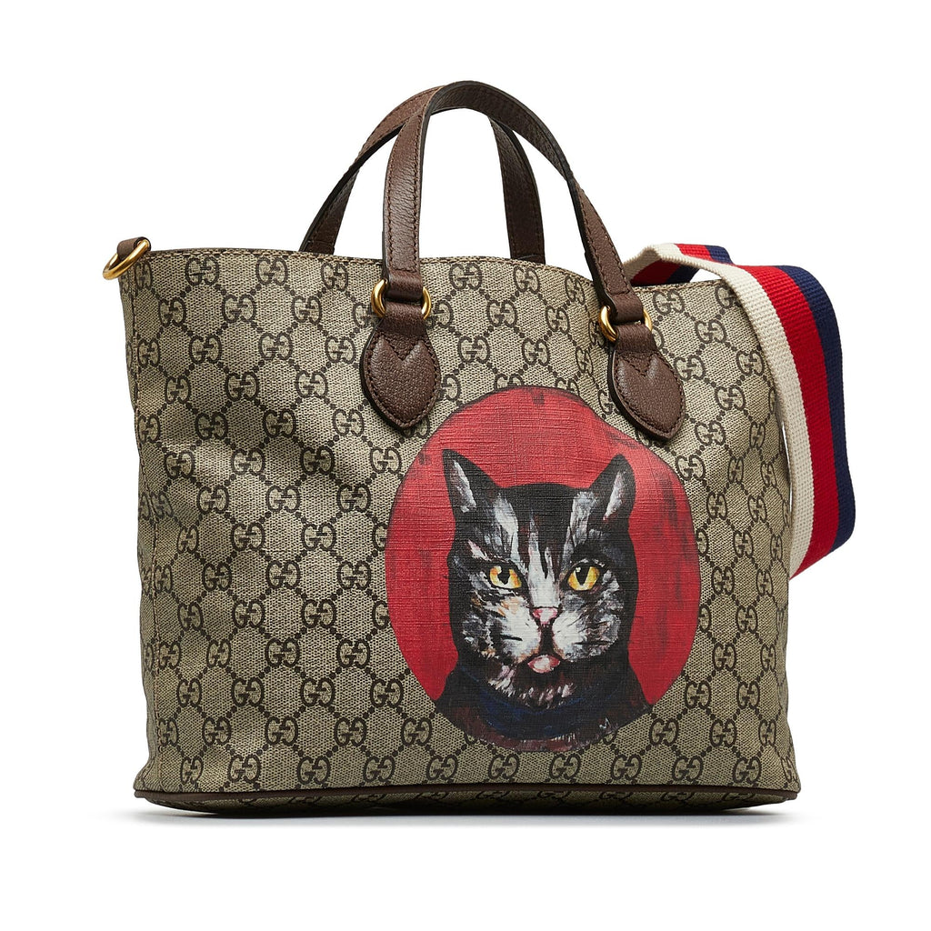 Gucci GG Supreme Mystic Cat Satchel (SHG-JMBObq)