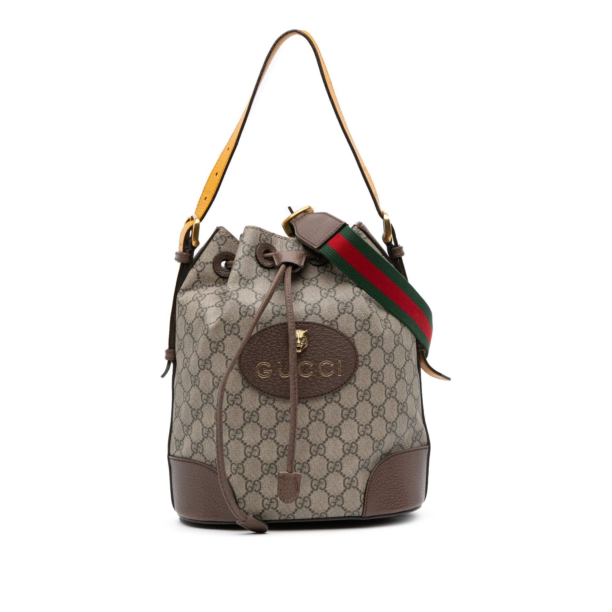 Gucci GG Supreme Neo Vintage Drawstring Bucket Bag
