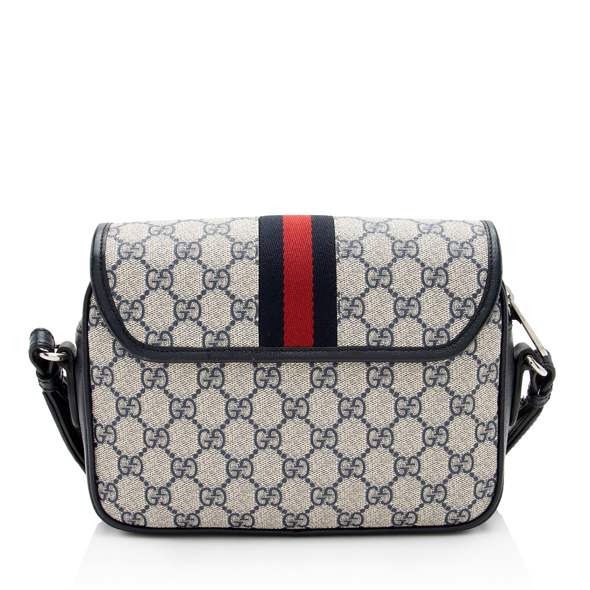Gucci GG Supreme Ophidia Studded Web Flap Small Messenger (SHF-PTZrcp)
