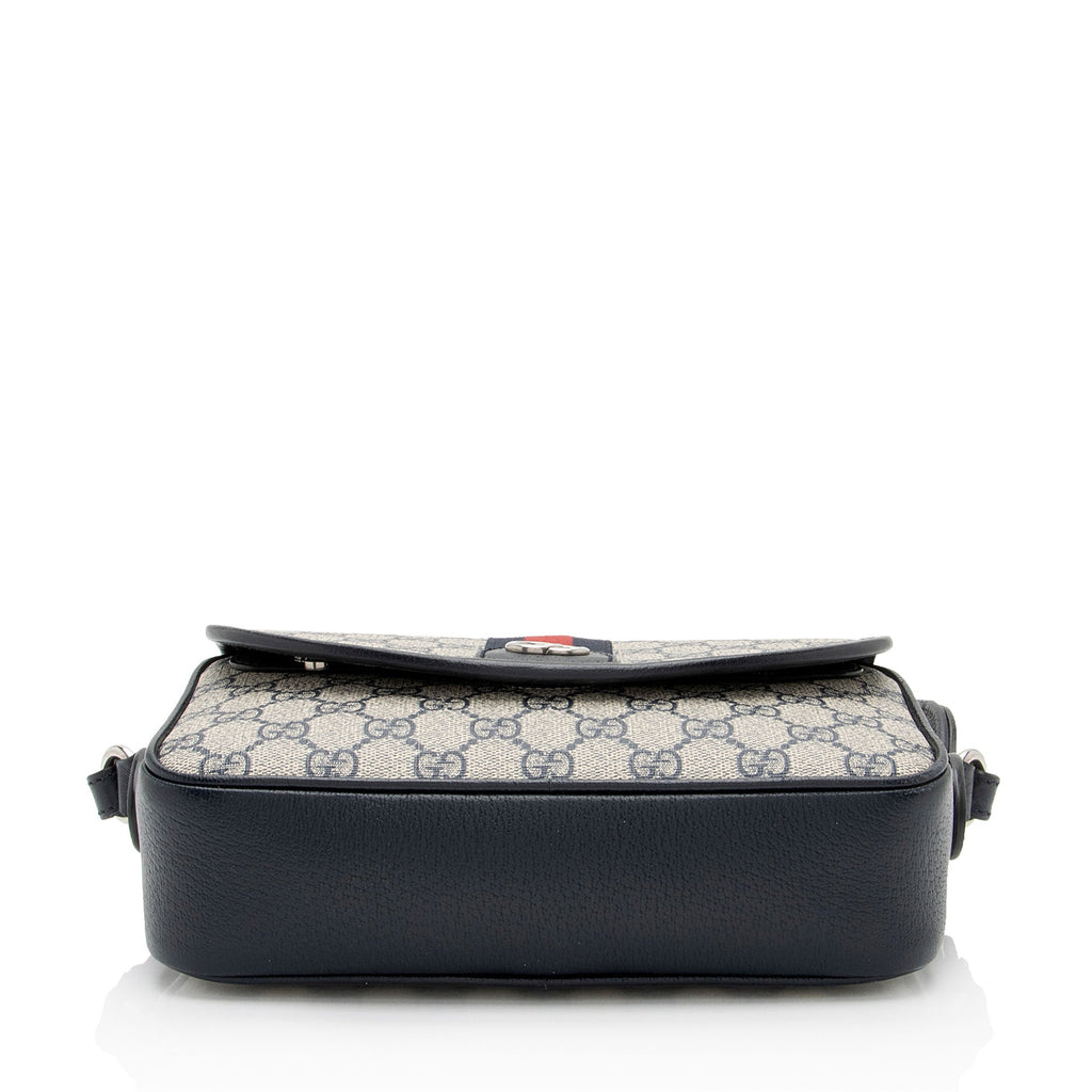 Gucci GG Supreme Ophidia Studded Web Flap Small Messenger (SHF-PTZrcp)