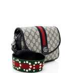 Gucci GG Supreme Ophidia Studded Web Flap Small Messenger (SHF-PTZrcp)
