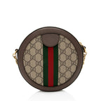Gucci GG Supreme Ophidia Round Mini Shoulder Bag (SHF-8LEeSa)