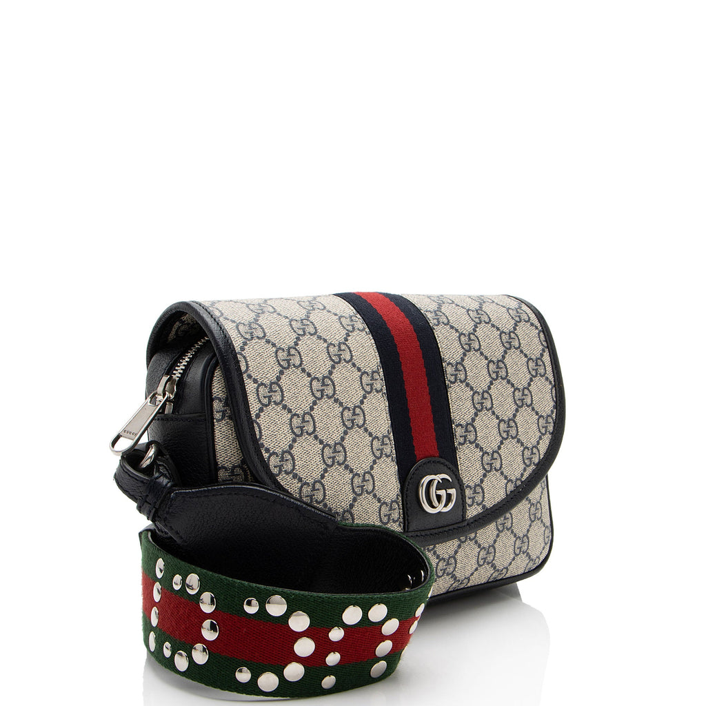 Gucci GG Supreme Ophidia Studded Web Flap Small Messenger (SHF-ken4qy)