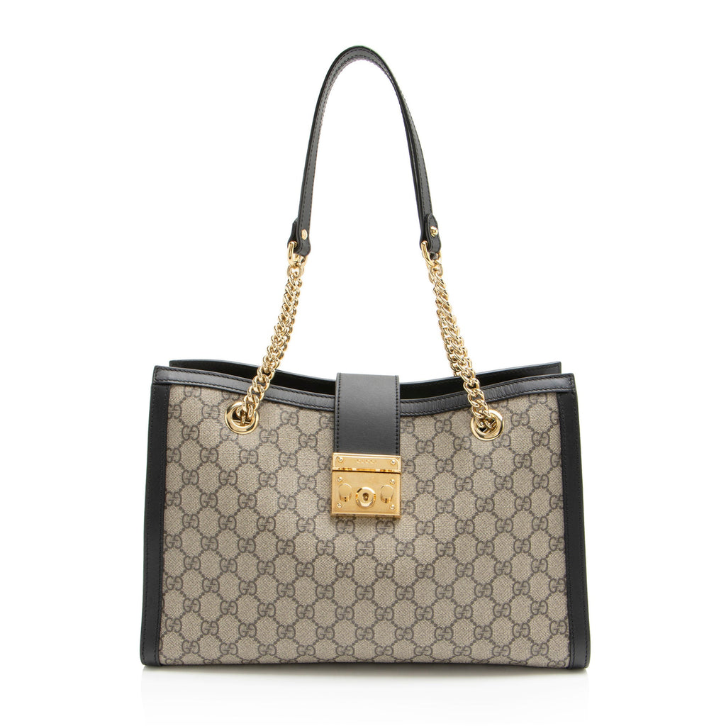 Gucci GG Supreme Padlock Chain Medium Shoulder Bag (SHF-aTdUTN)