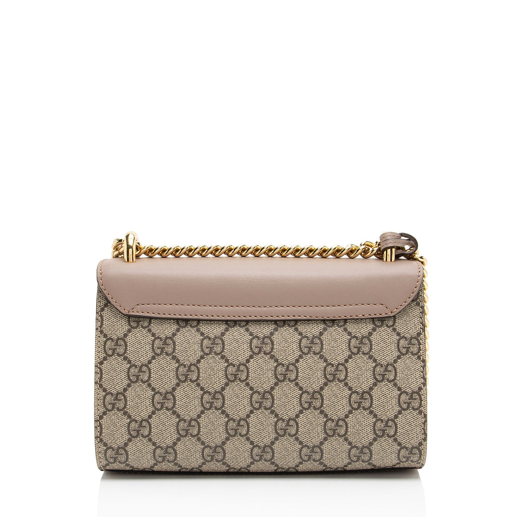 Gucci GG Supreme Pearl Stud Padlock Small Shoulder Bag