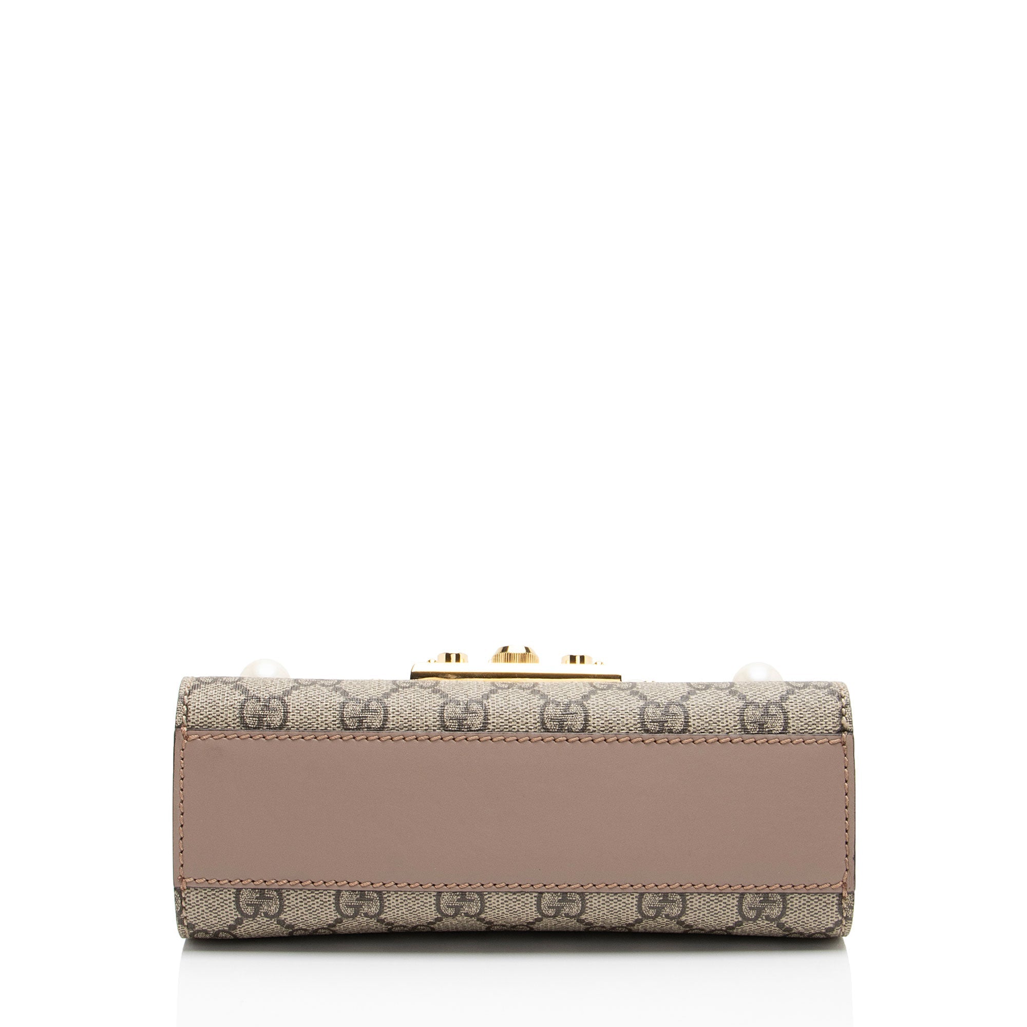 Gucci GG Supreme Pearl Stud Padlock Small Shoulder Bag