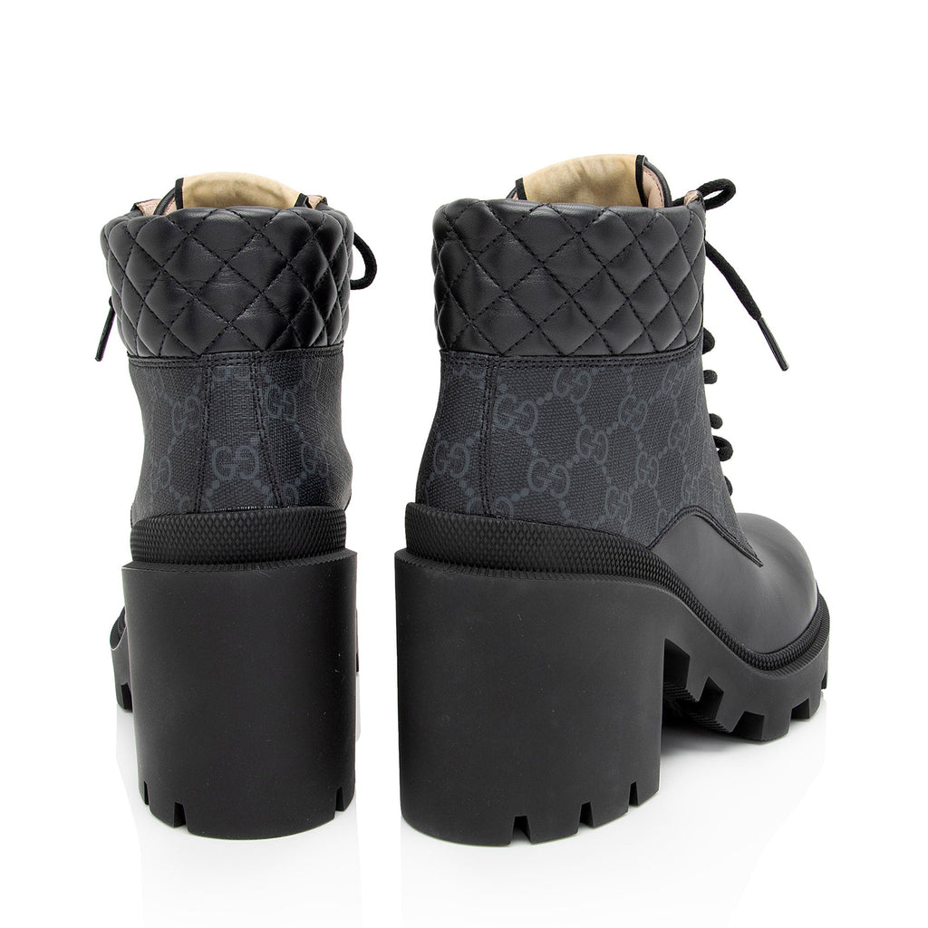Gucci GG Supreme Quilted Calfskin Combat Boots - Size 9 / 39 (SHF-FX4r8v)