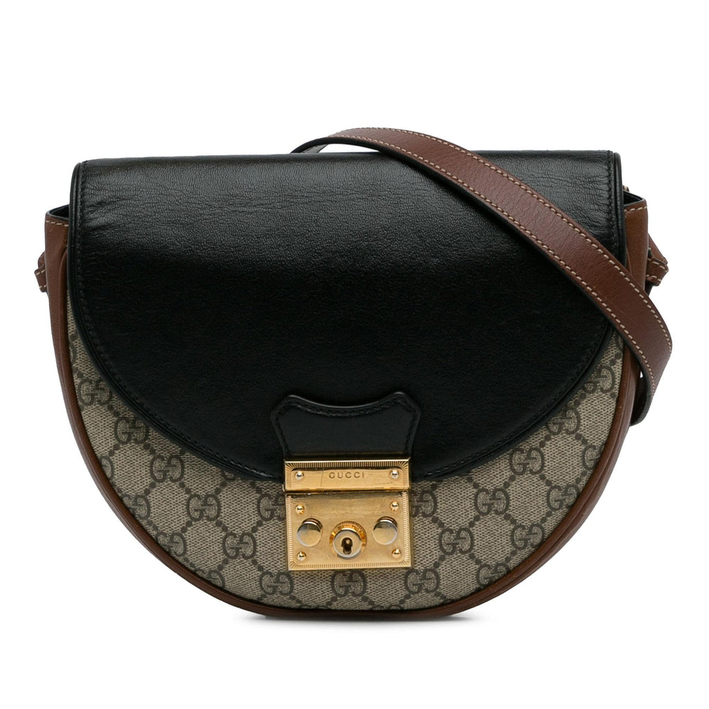 Gucci GG Supreme Saddle Padlock Crossbody Bag (SHG-BUWgu6)
