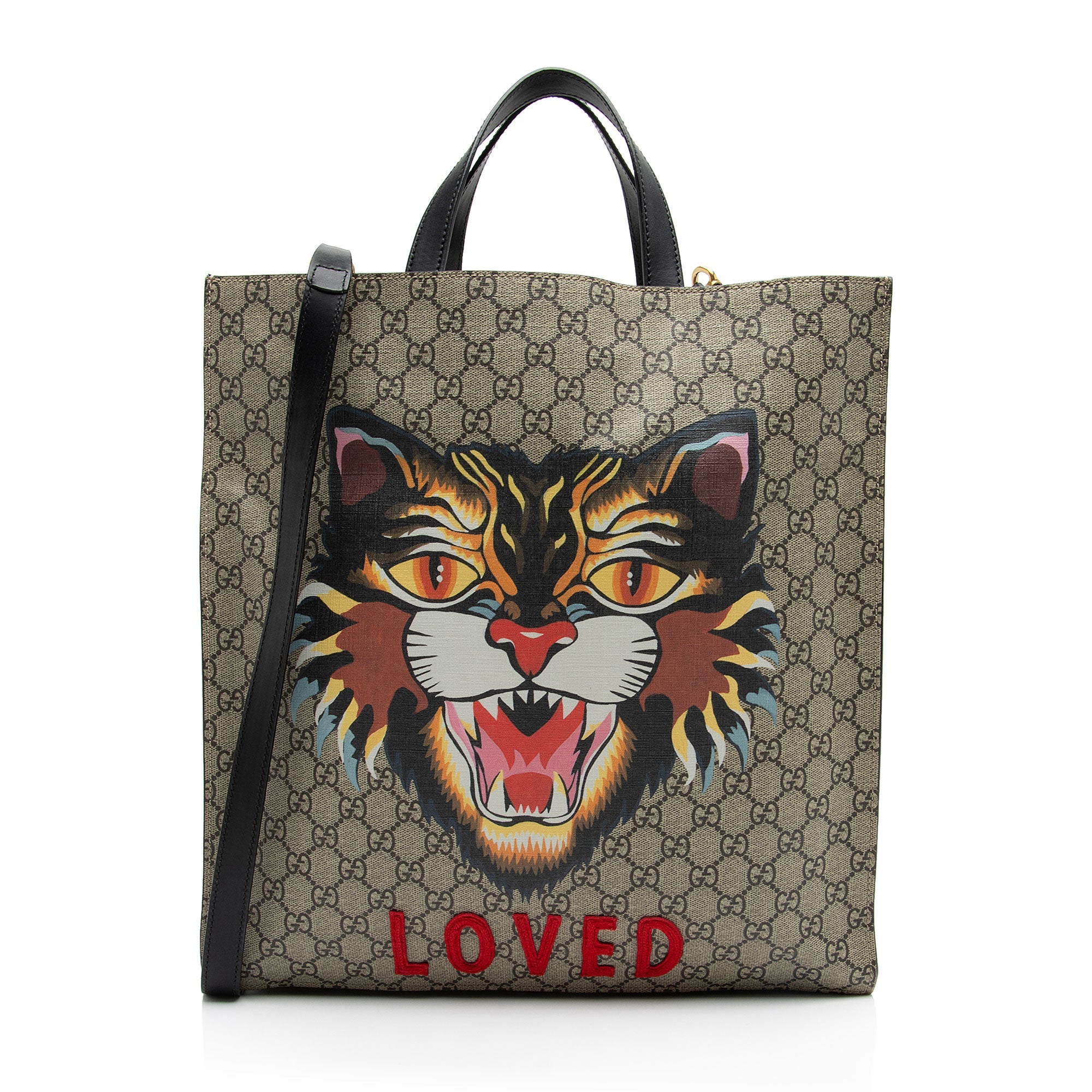 Gucci GG Supreme Soft Angry Cat Vertical Courrier Tote (SHF-BjgJPe)