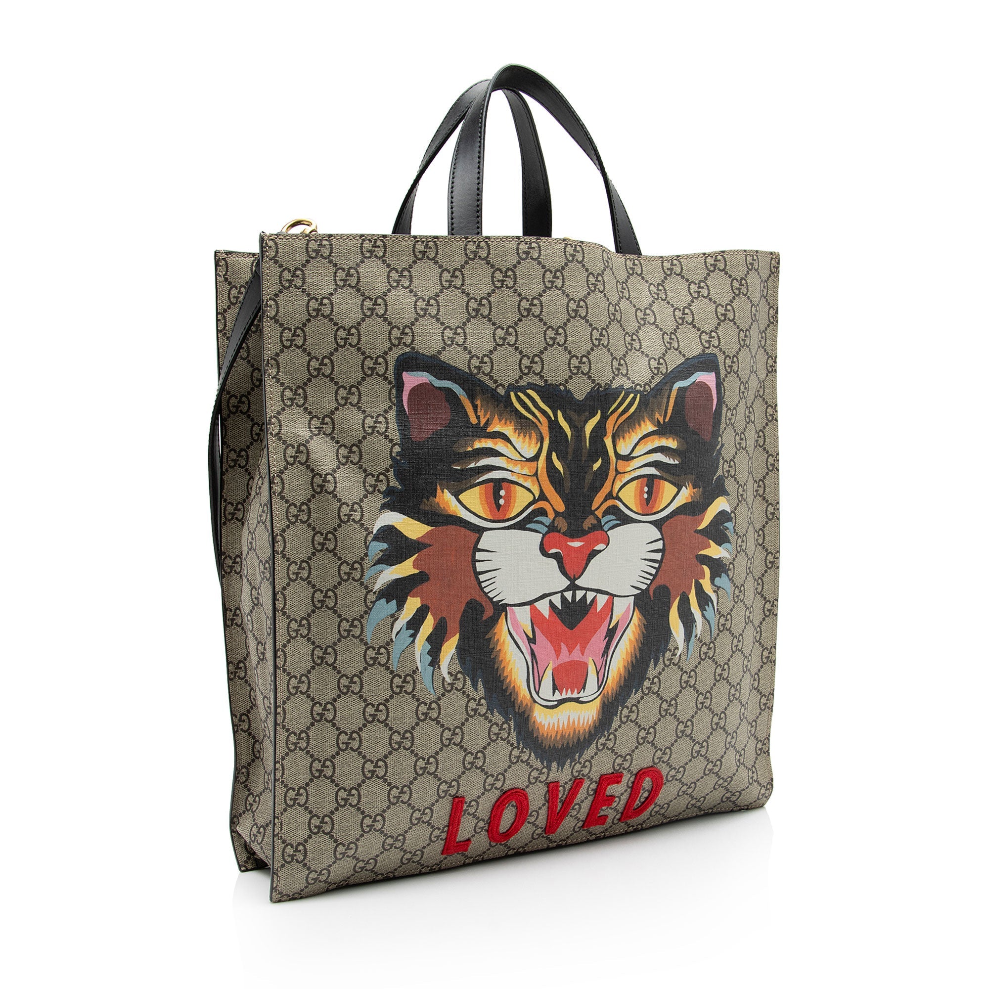 Gucci GG Supreme Soft Angry Cat Vertical Courrier Tote (SHF-BjgJPe)