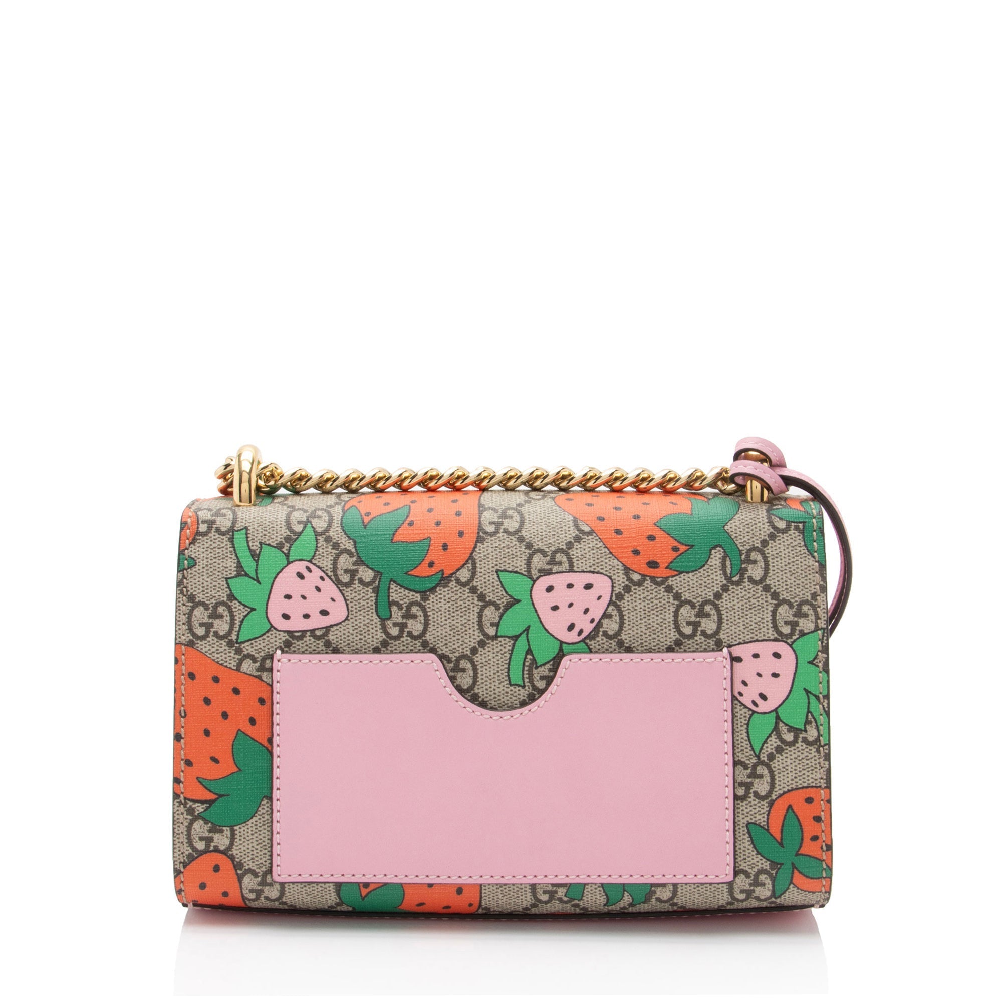 Gucci GG Supreme Strawberry Padlock Small Shoulder Bag (SHF-uX0Syw)
