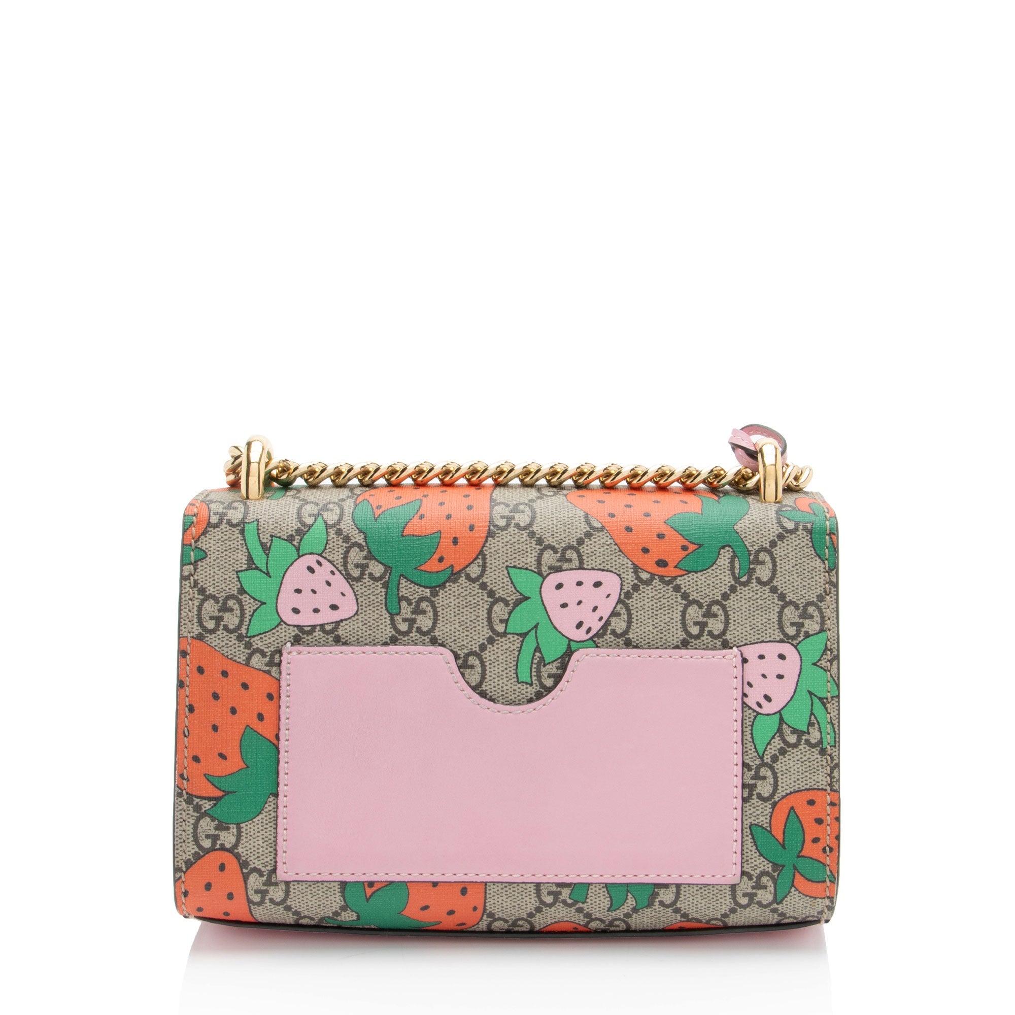Gucci GG Supreme Strawberry Padlock Small Shoulder Bag