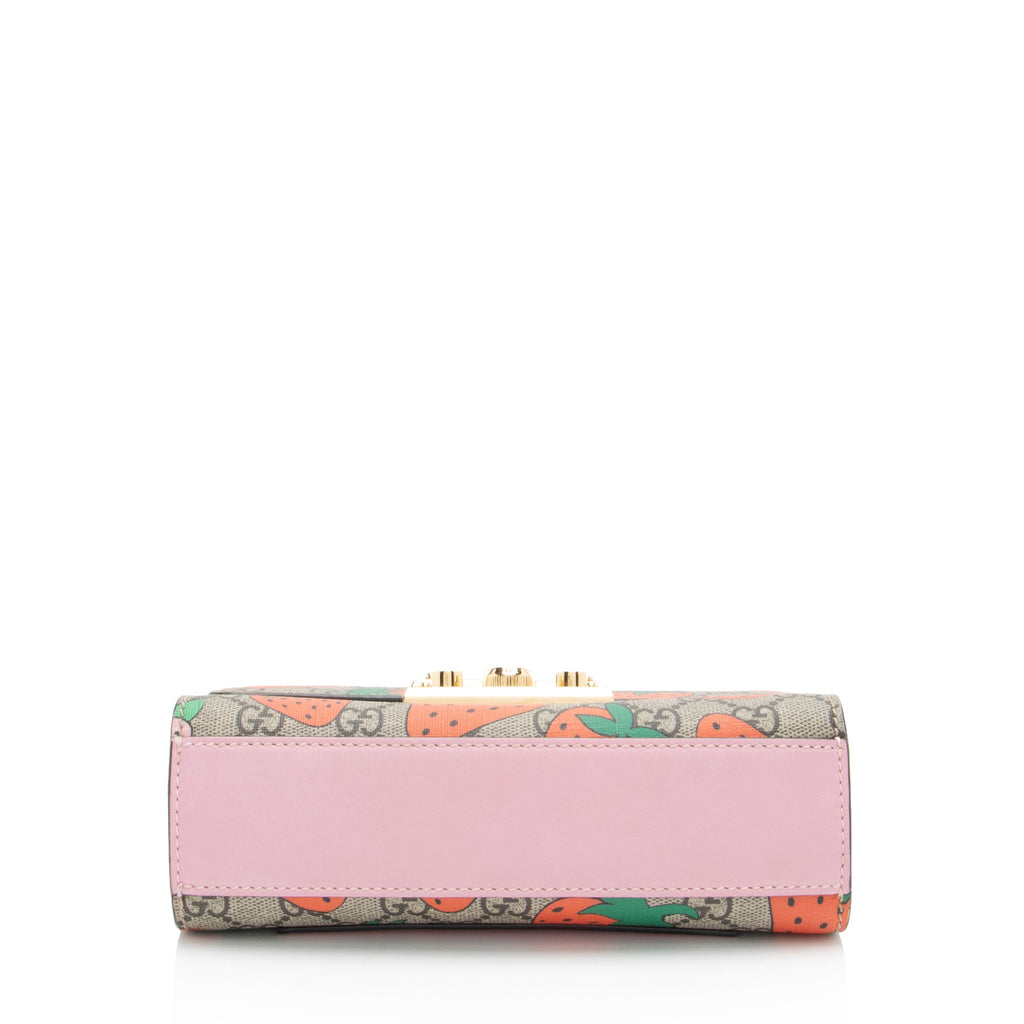 Gucci GG Supreme Strawberry Padlock Small Shoulder Bag