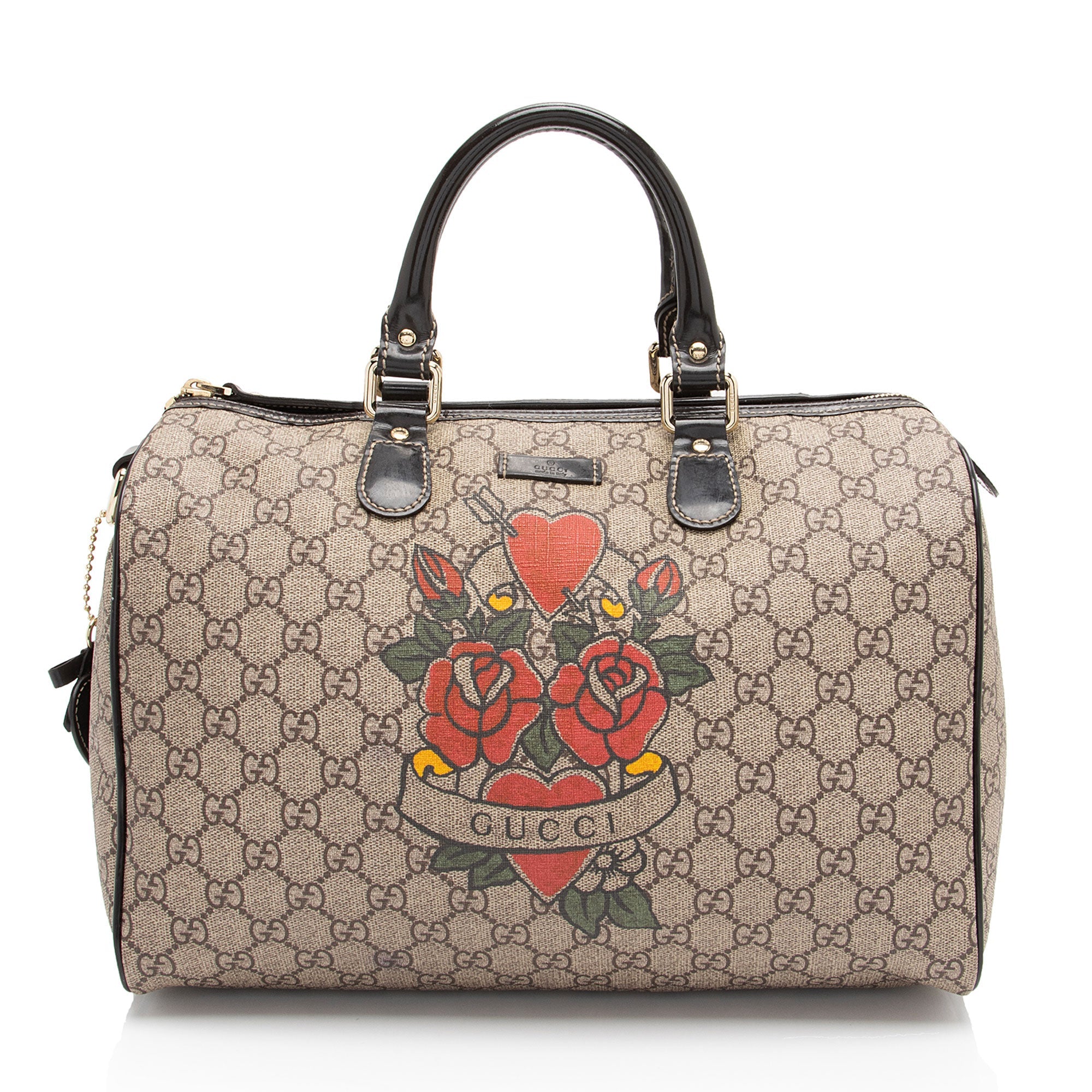 Gucci GG Supreme Tattoo Heart Medium Boston Bag (SHF-CqiJiV)