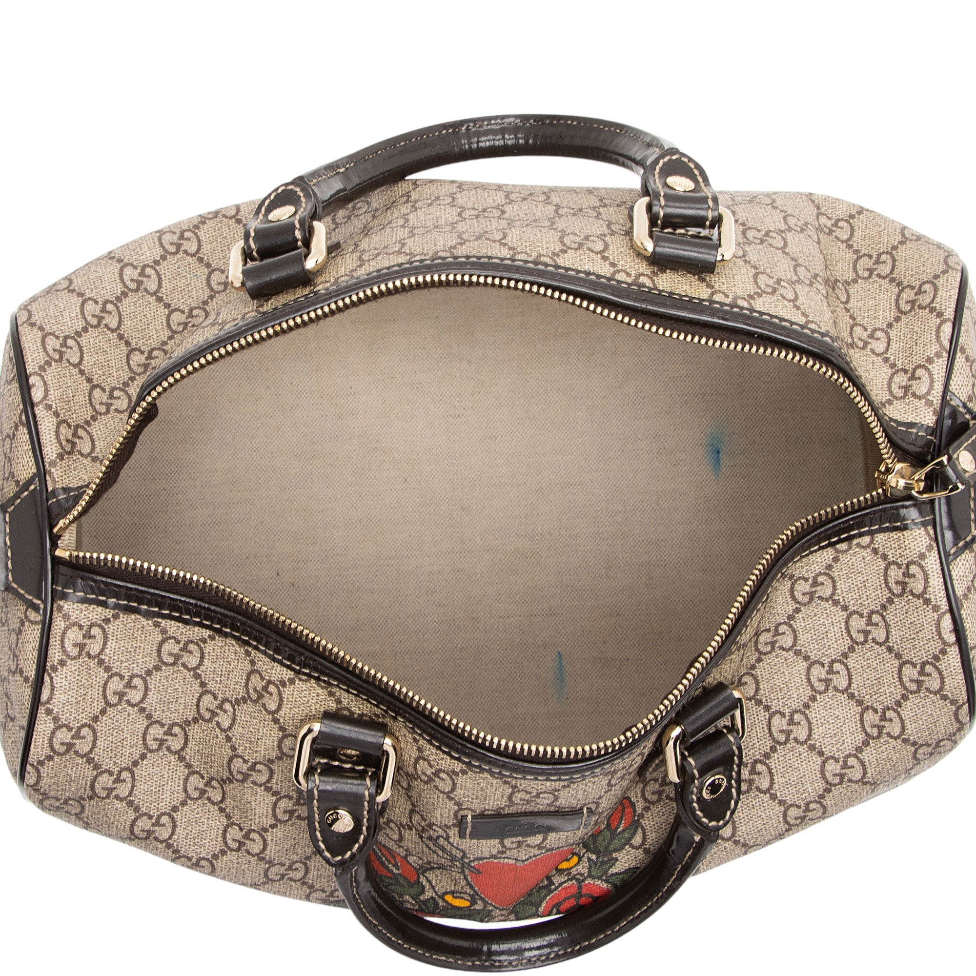 Gucci GG Supreme Tattoo Heart Medium Boston Bag (SHF-CqiJiV)