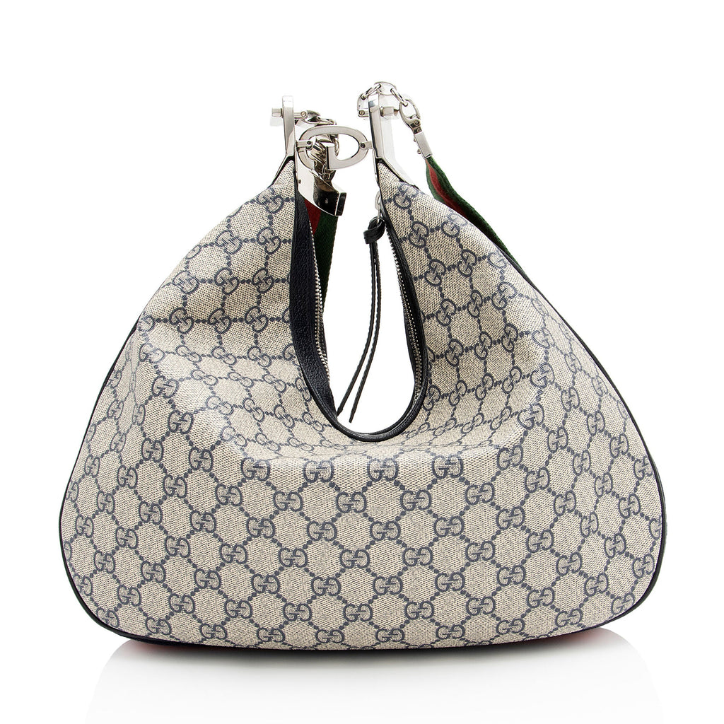 Gucci GG Supreme Web Attache Large Shoulder Bag