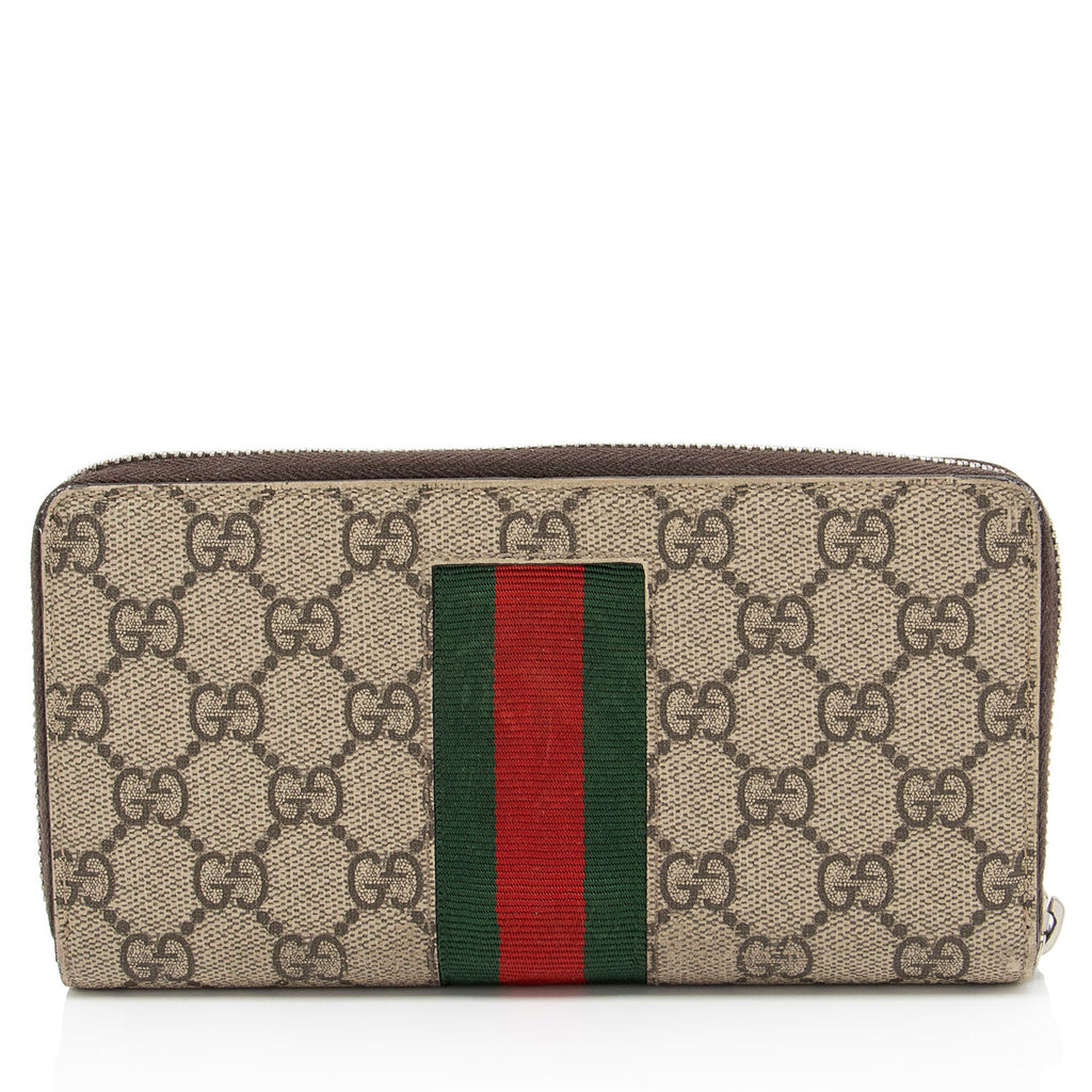 Gucci GG Supreme Web Bee Zip Around Wallet (SHF-ViBJEb)