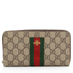 Gucci GG Supreme Web Bee Zip Around Wallet (SHF-ViBJEb)
