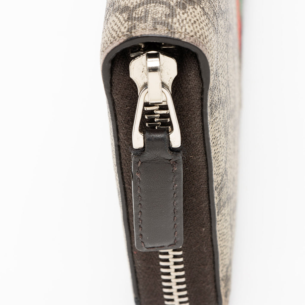 Gucci GG Supreme Web Bee Zip Around Wallet