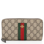 Gucci GG Supreme Web Bee Zip Around Wallet
