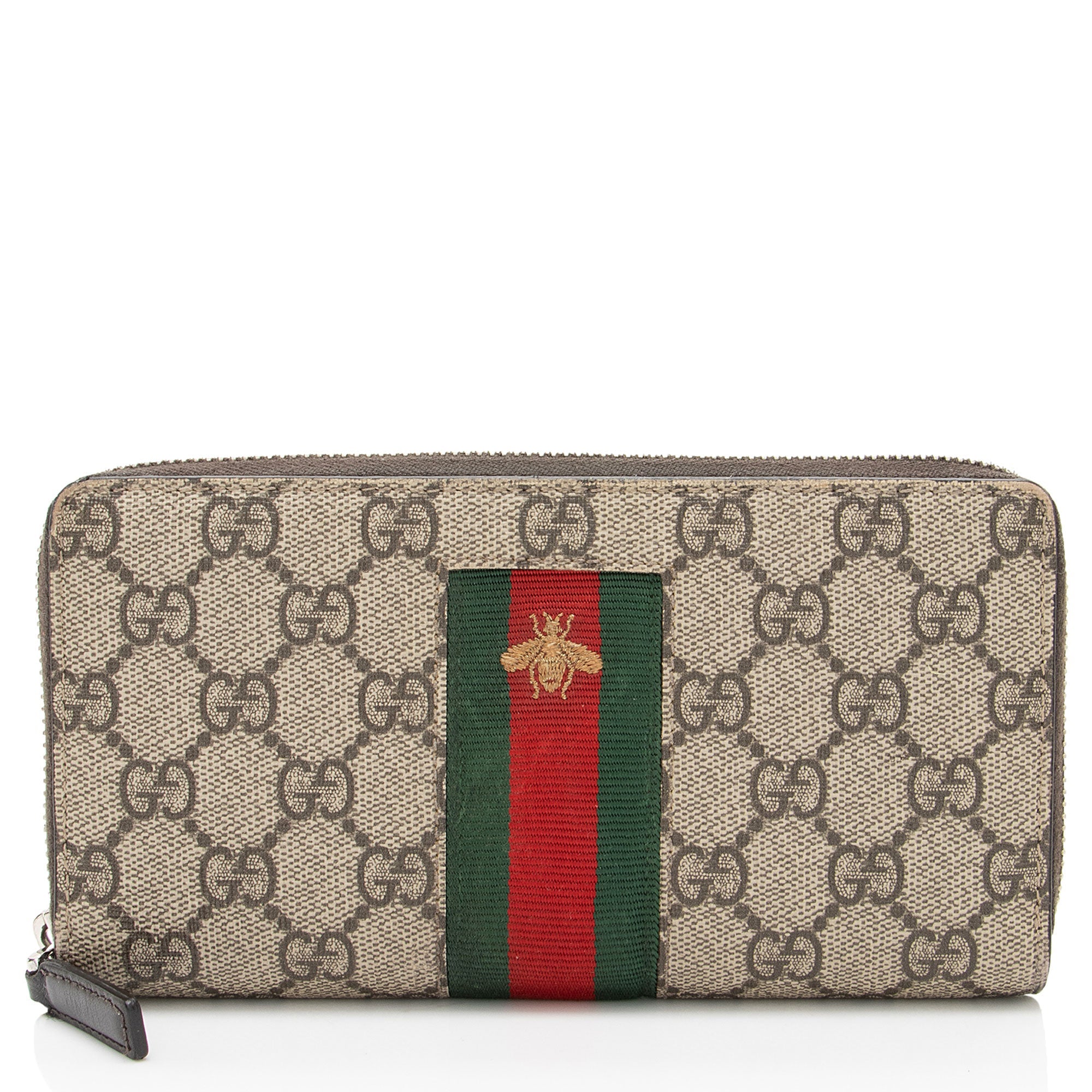 Gucci GG Supreme Web Bee Zip Around Wallet