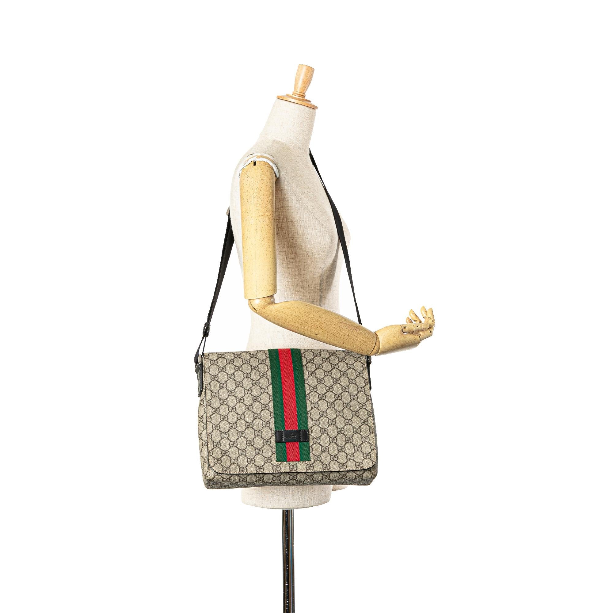 Gucci GG Supreme Web Flap Messenger Bag (SHG-oZ339u)