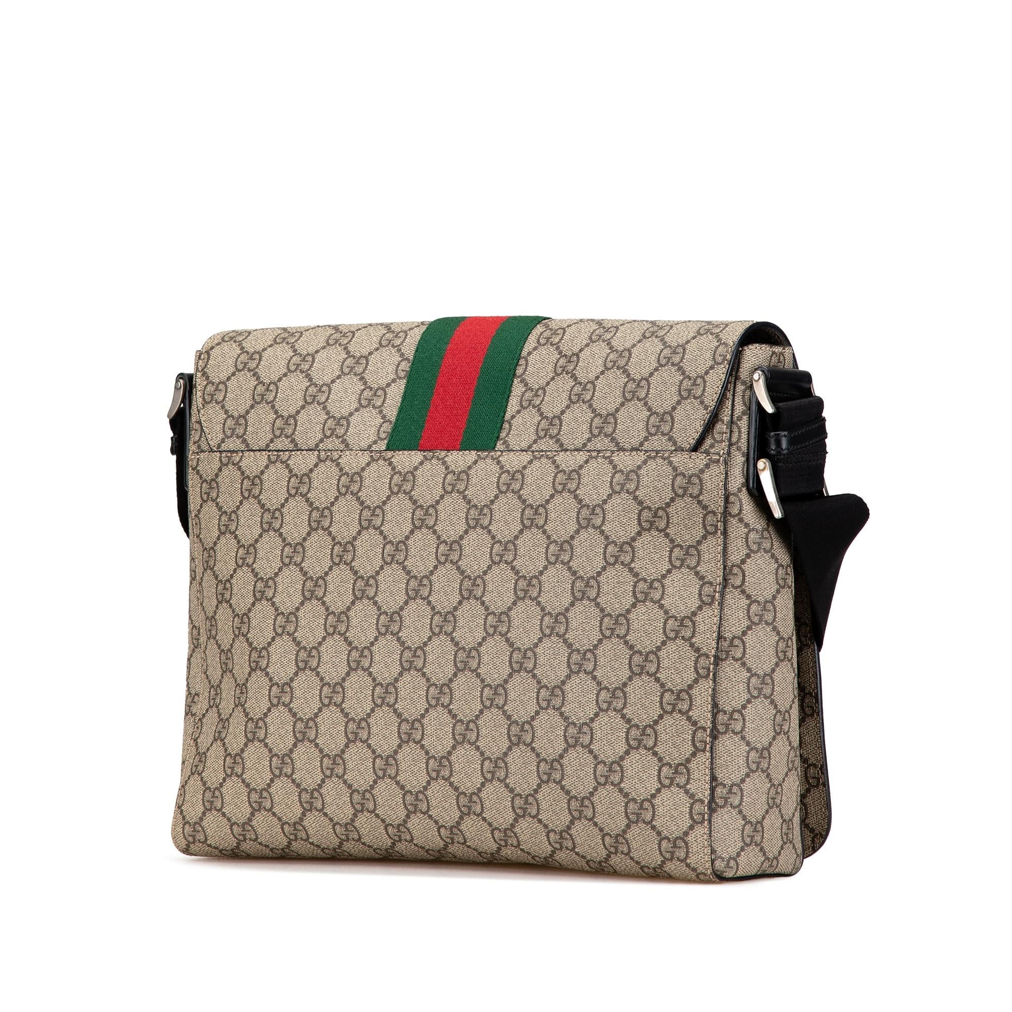 Gucci GG Supreme Web Flap Messenger Bag (SHG-oZ339u)