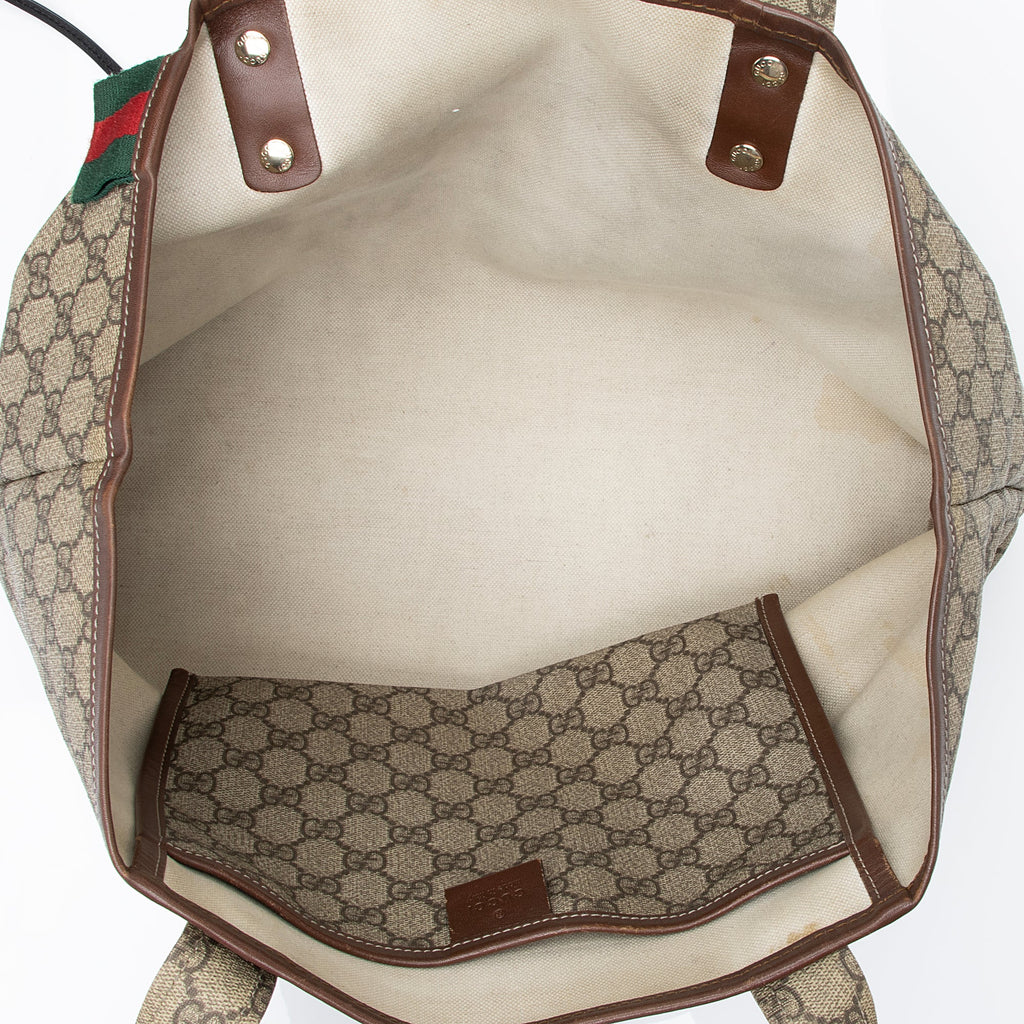 Gucci GG Supreme Web Loop E/W Shopping Tote (SHF-23043)