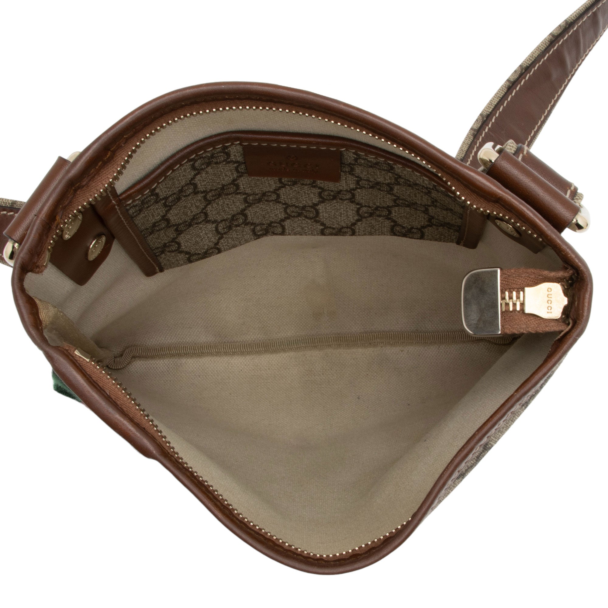 Gucci GG Supreme Web Loop Flat Small Messenger (SHF-2FmbPb)
