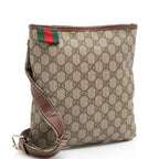 Gucci GG Supreme Web Loop Flat Small Messenger (SHF-2FmbPb)