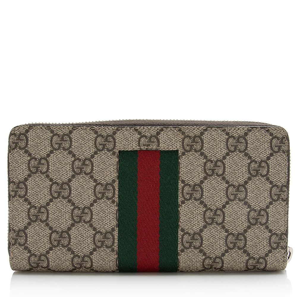 Gucci GG Supreme Web Zip Around Wallet (SHF-21820)