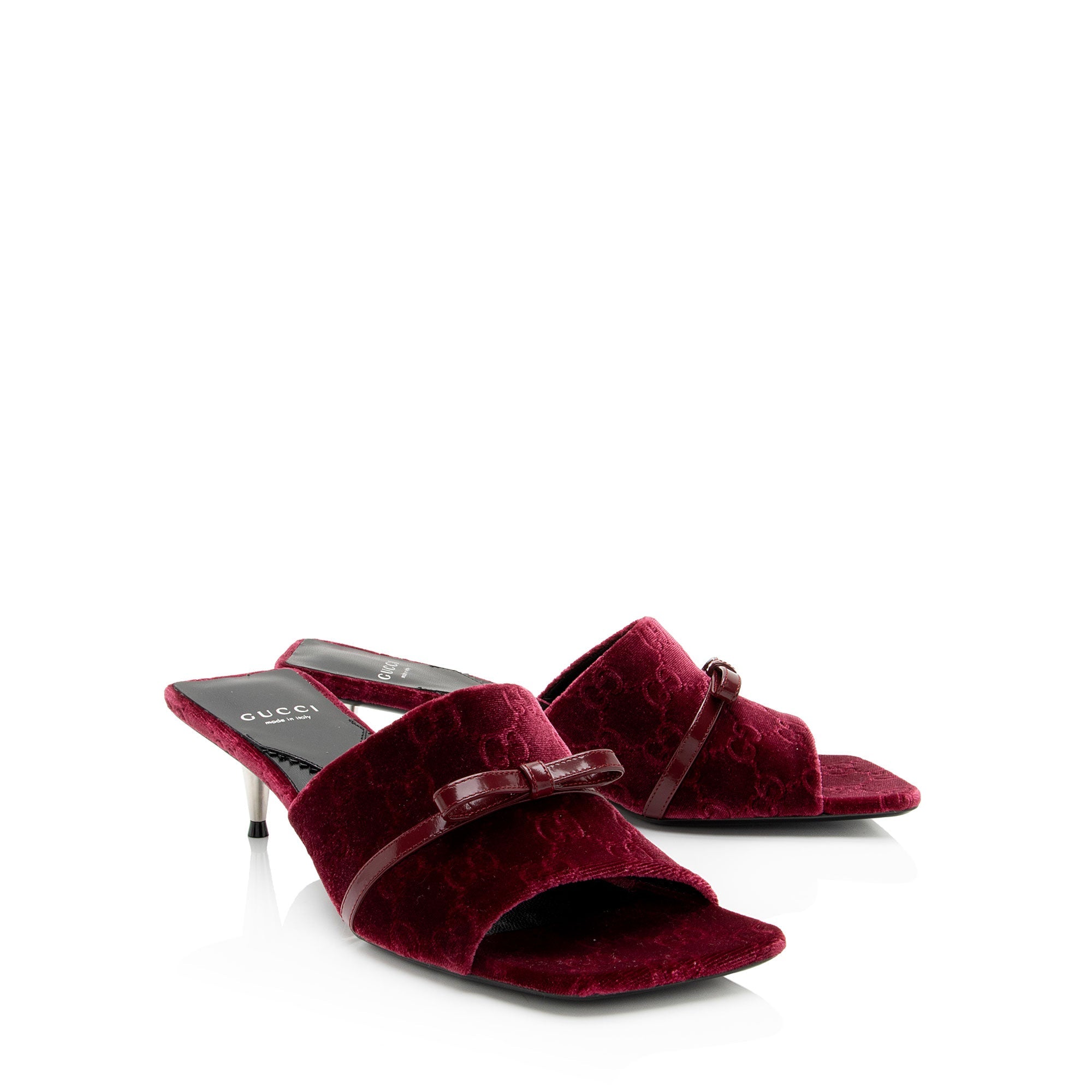 Gucci GG Velvet Bow Slide Sandals - Size 8.5 / 38.5 (SHF-EQf1eQ)