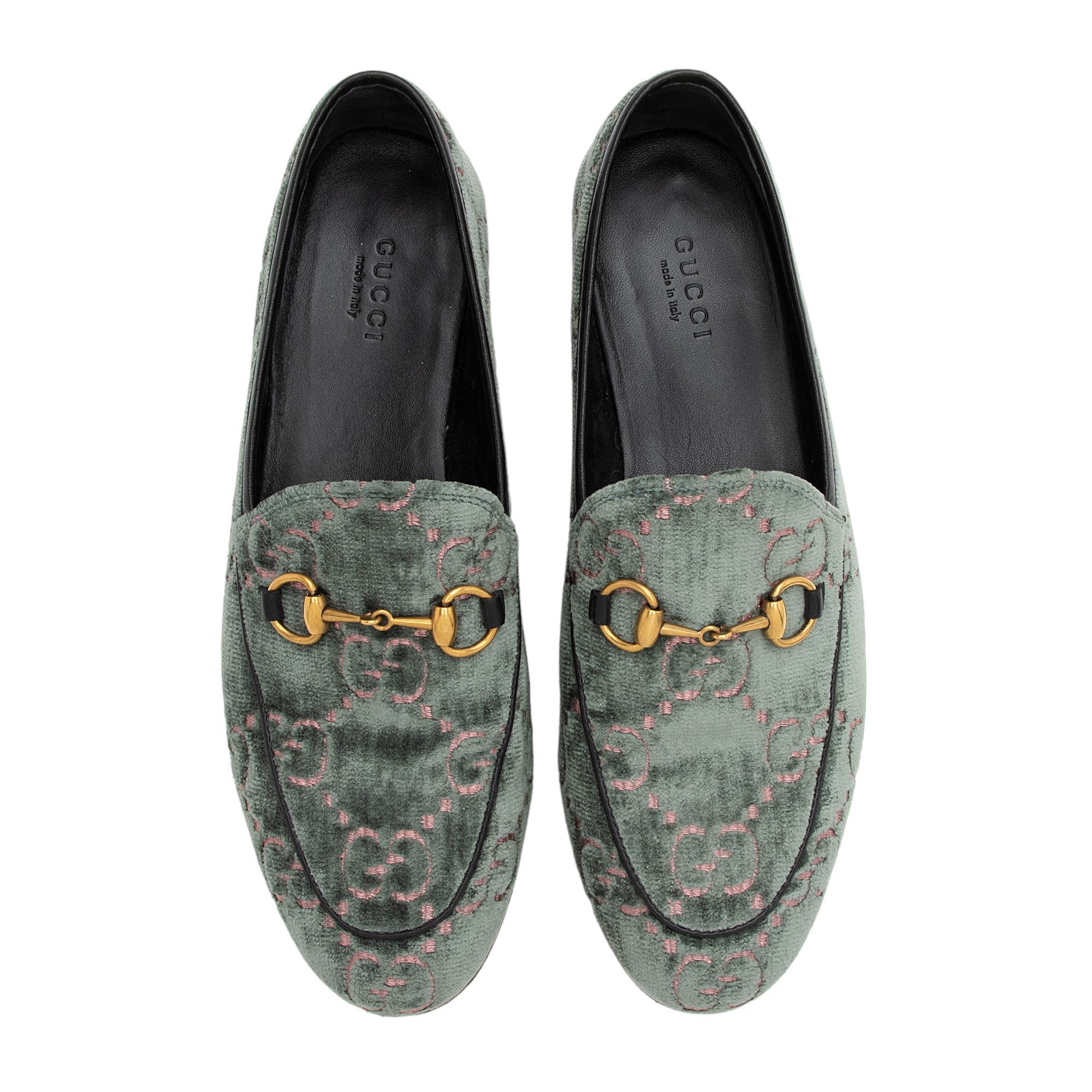 Gucci GG Velvet Horsebit Jordaan Loafers - Size 7.5 / 37.5 (SHF-CwVrAN)