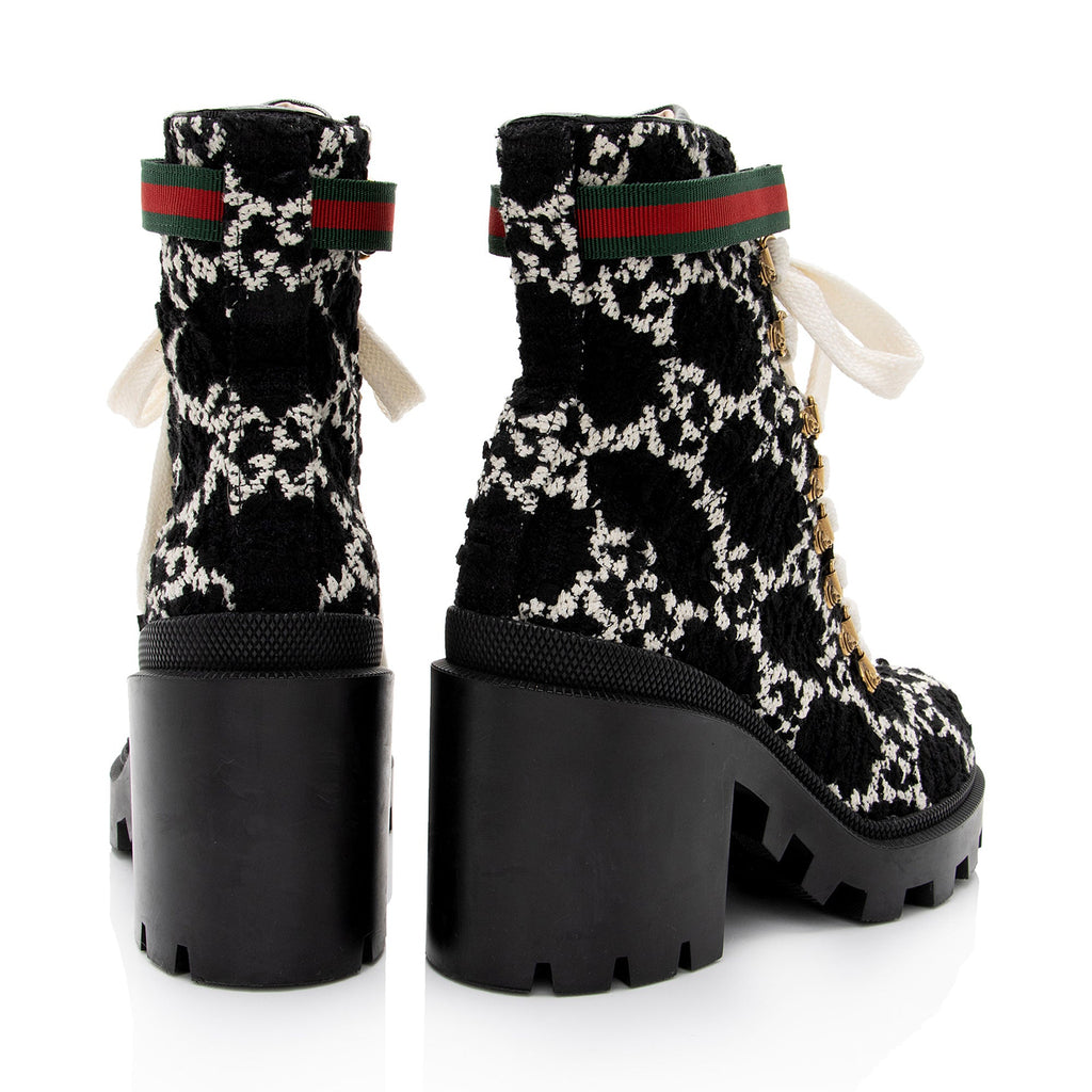 Gucci GG Wool Combat Boots - Size 7 / 37 (SHF-QorvyW)