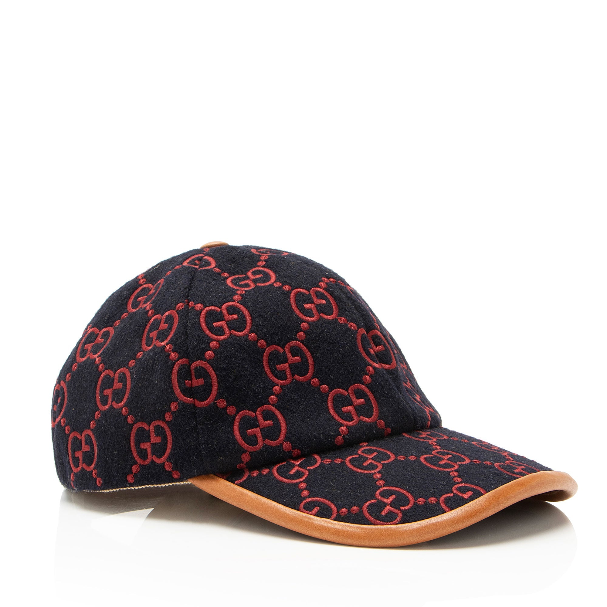 Gucci GG Wool Embroidered Baseball Hat - Size M