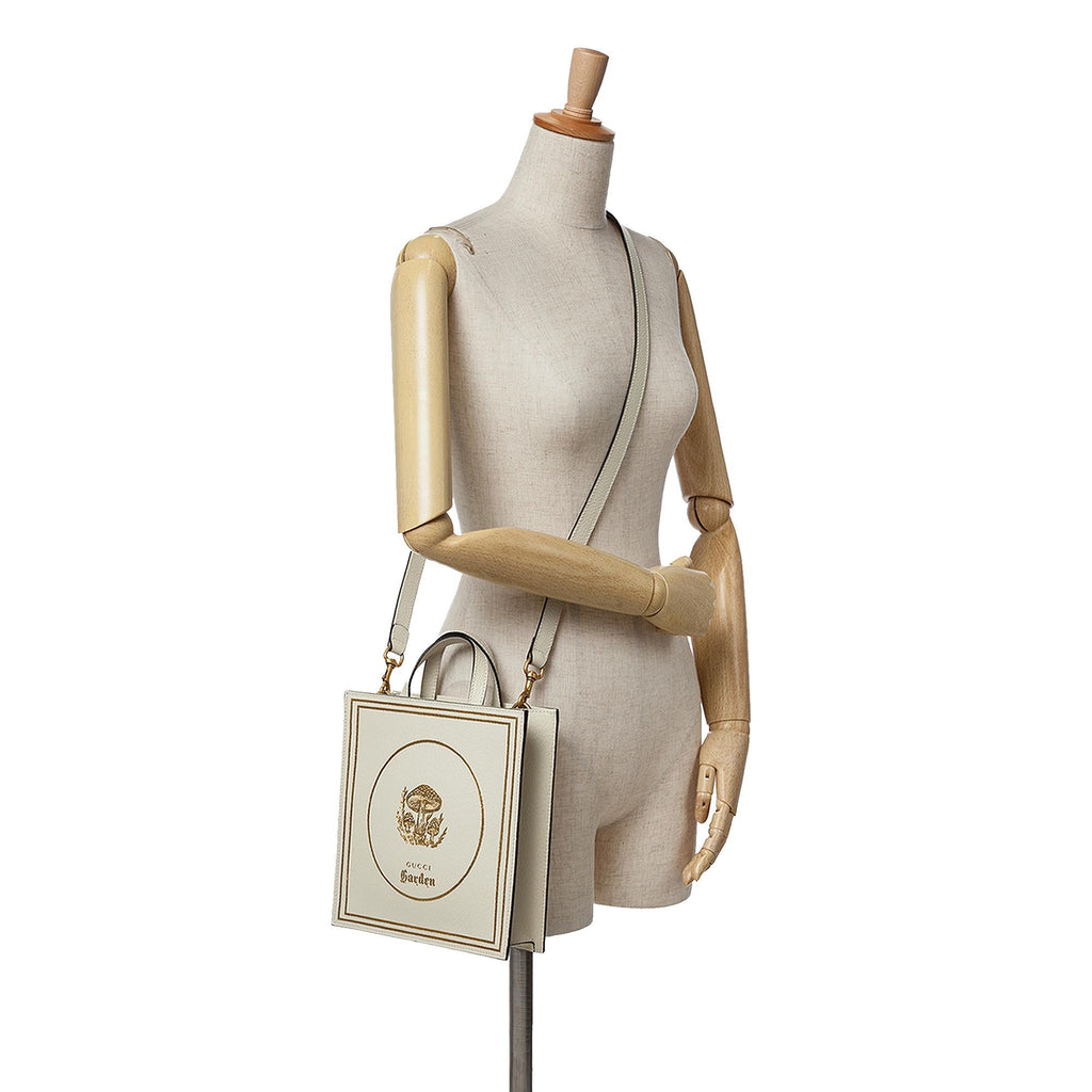 Gucci Garden Calfskin Mushrooms Vertical Shopping Tote