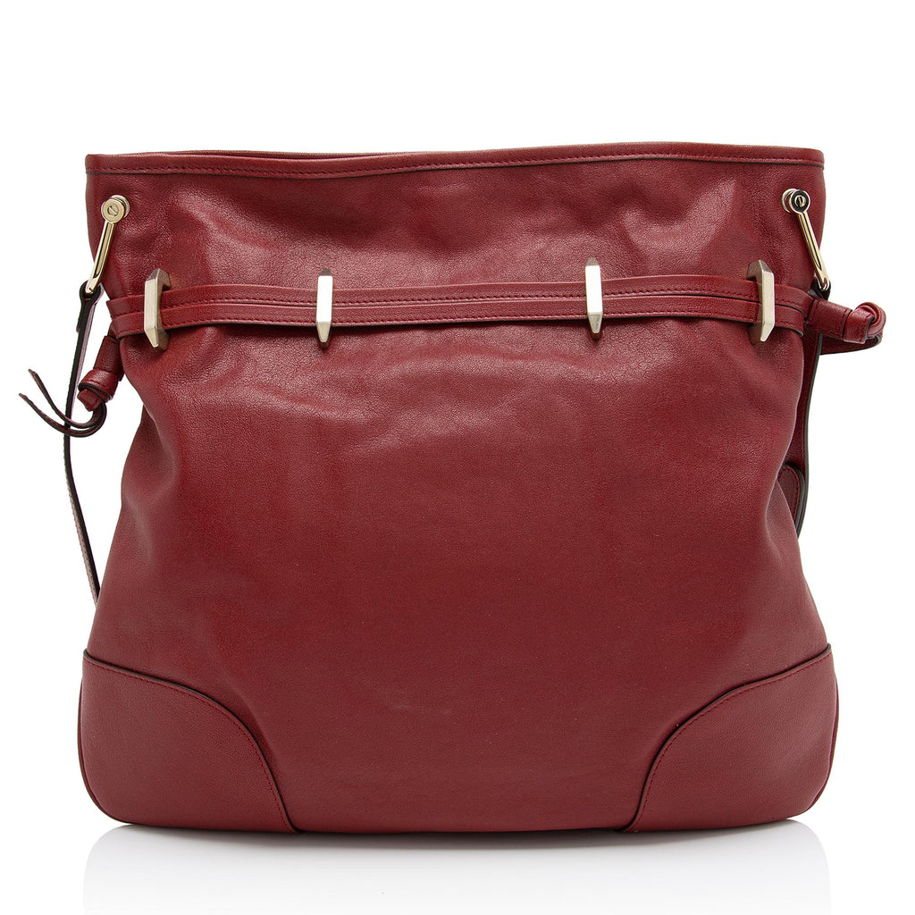 Gucci Glazed Calfskin Horsebit 1955 Morsetto Drawstring Shoulder Bag (SHF-IUzaIn)