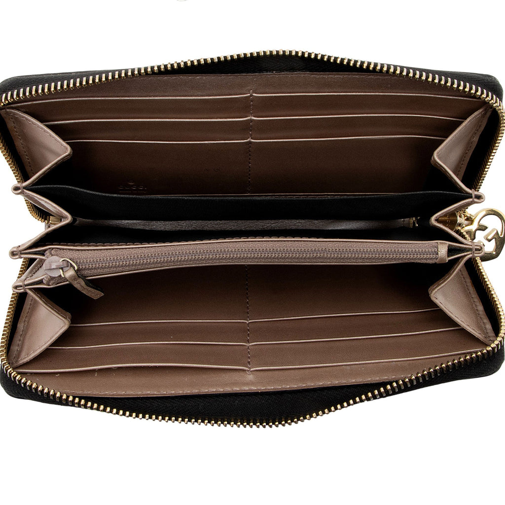 Gucci Glazed Leather Zip Around Wallet