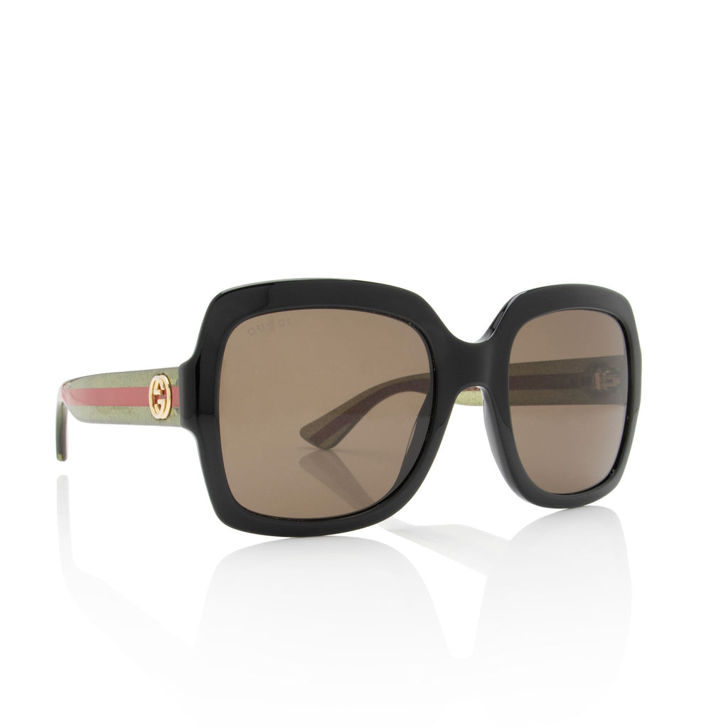 Gucci Glitter Web Interlocking G Square Sunglasses