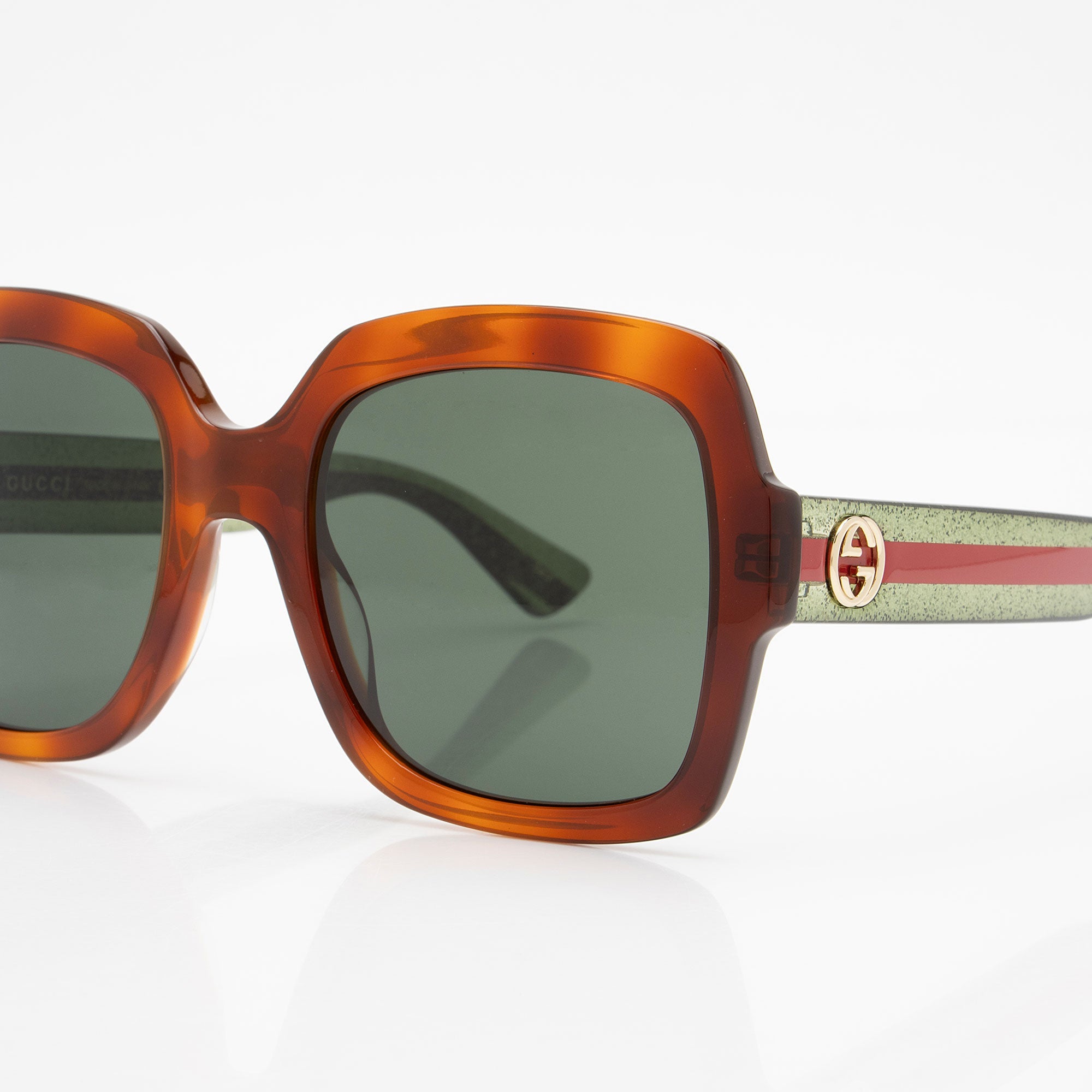 Gucci Glitter Web Interlocking G Square Sunglasses