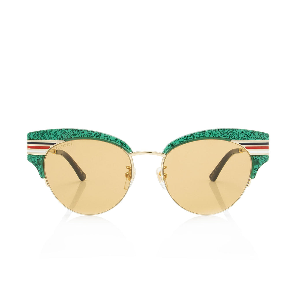 Gucci Glitter Web Sylvie Interlocking G Cateye Sunglasses