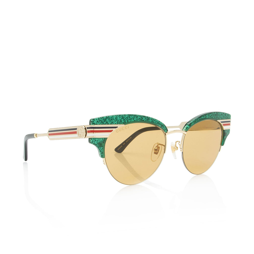 Gucci Glitter Web Sylvie Interlocking G Cateye Sunglasses