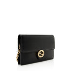 Gucci Grained Calfskin Interlocking G Chain Wallet (SHF-21780)