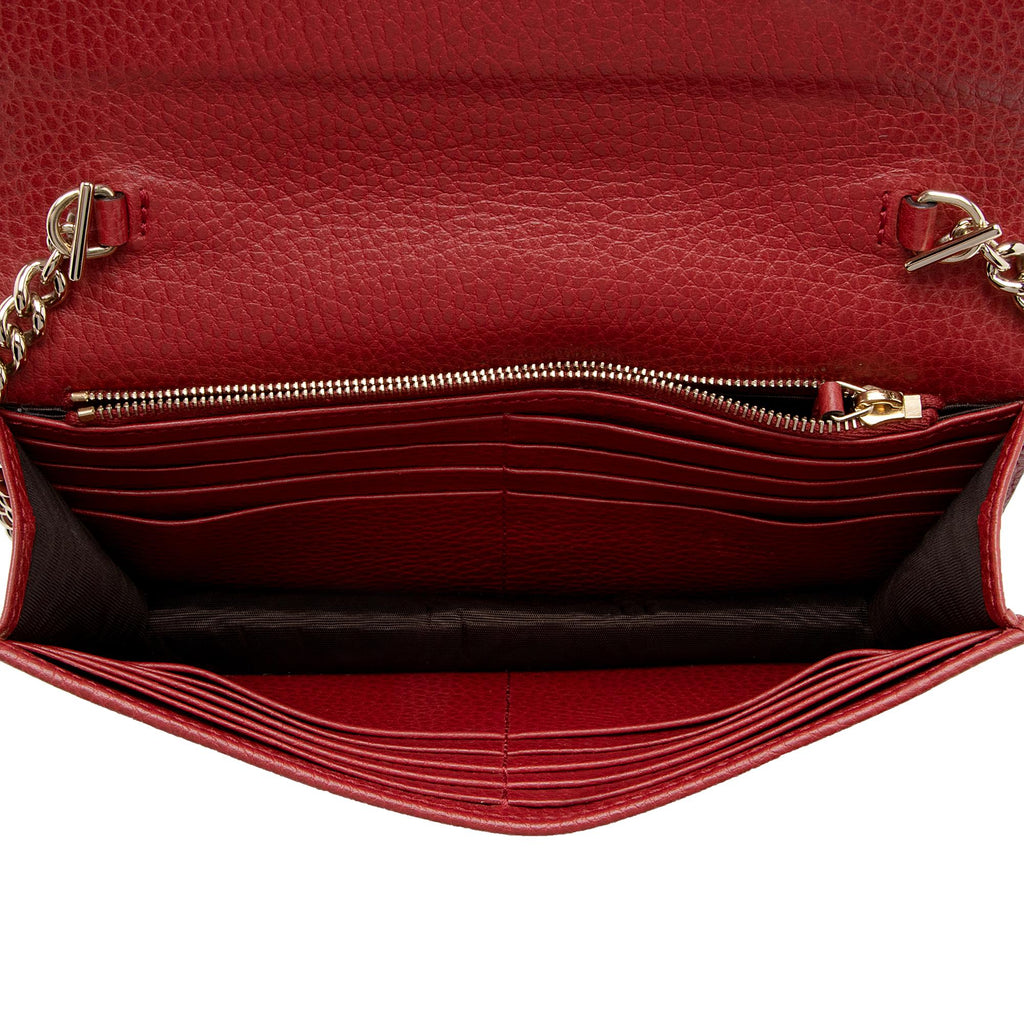 Gucci Grained Calfskin Interlocking G Chain Wallet (SHF-a75ZPj)