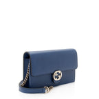 Gucci Grained Calfskin Interlocking G Chain Wallet (SHF-hln5dz)