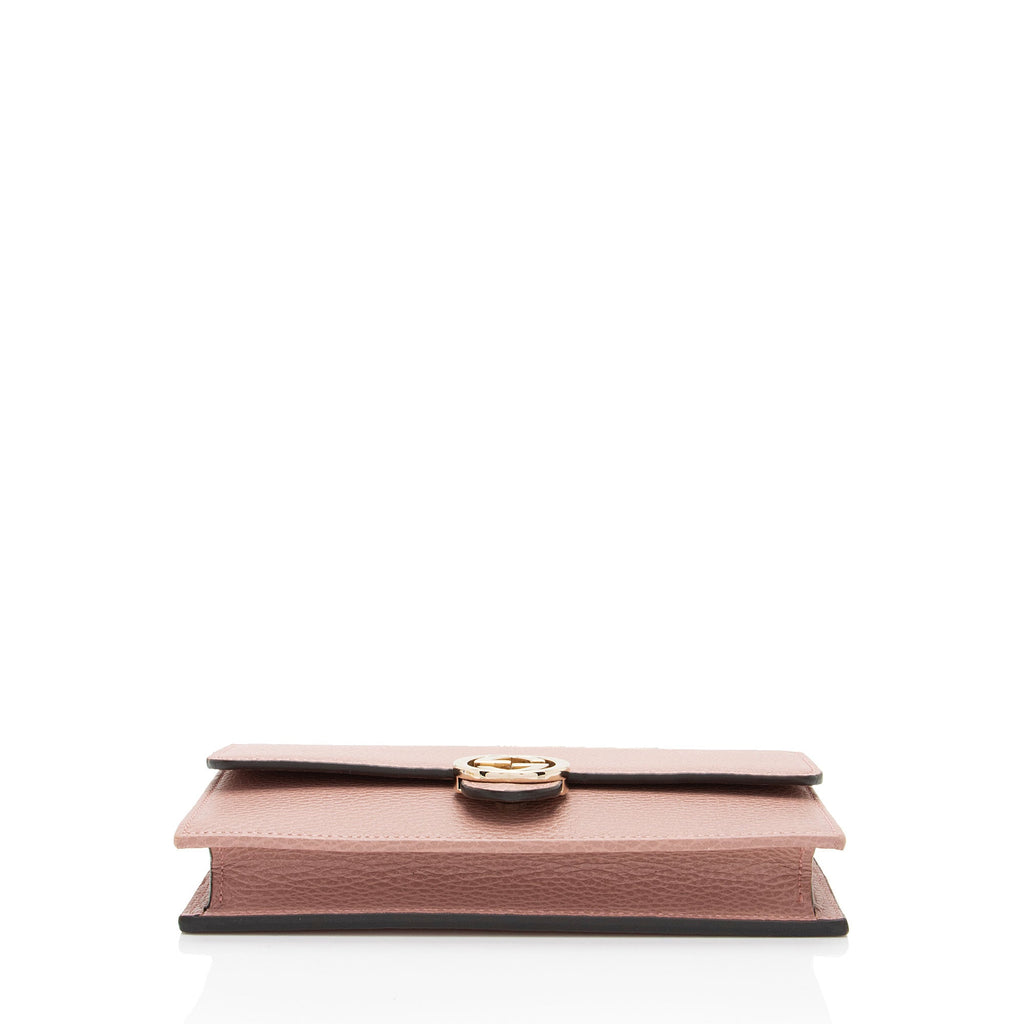 Gucci Grained Calfskin Interlocking G Chain Wallet