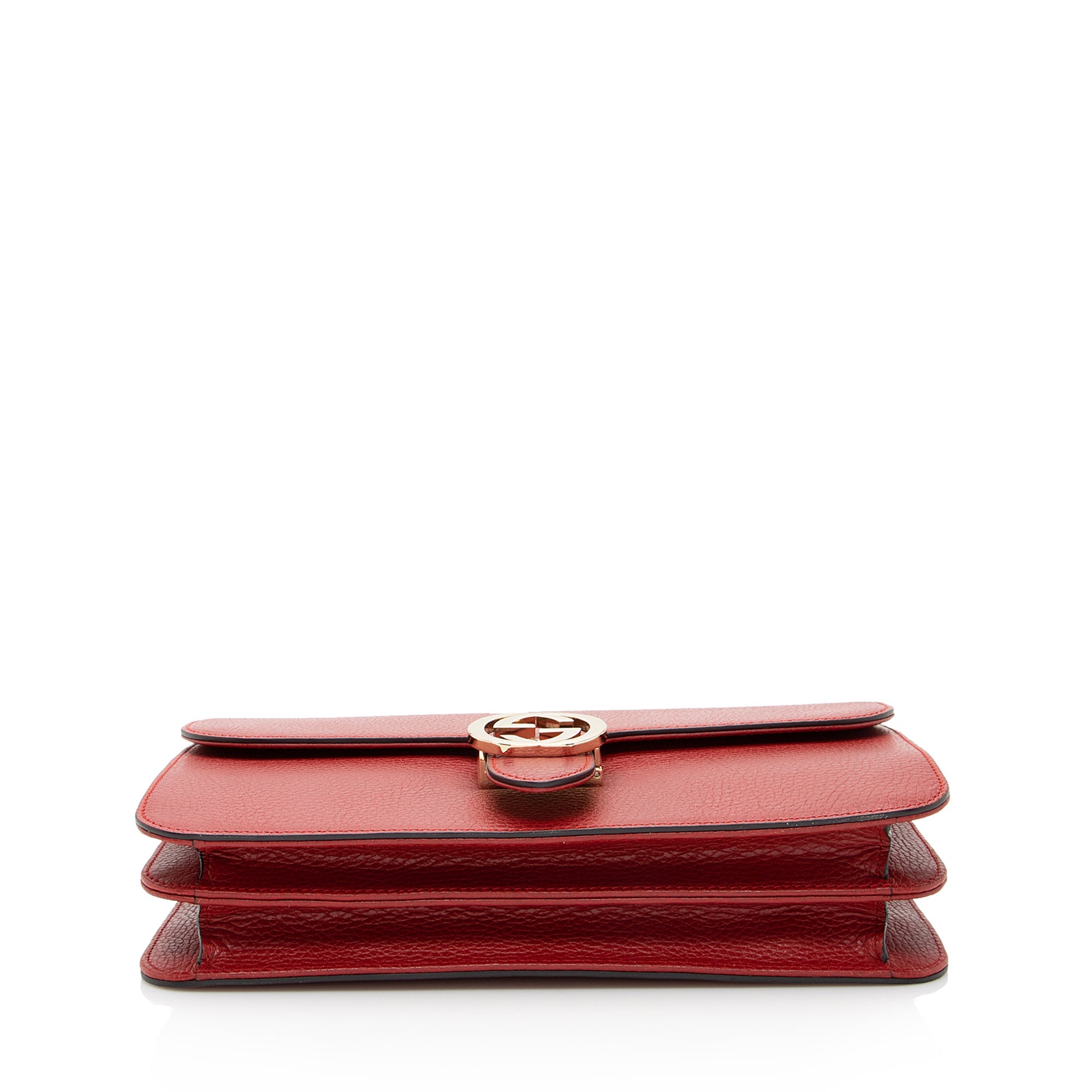 Gucci Grained Calfskin Interlocking G Medium Shoulder Bag (SHF-22410)