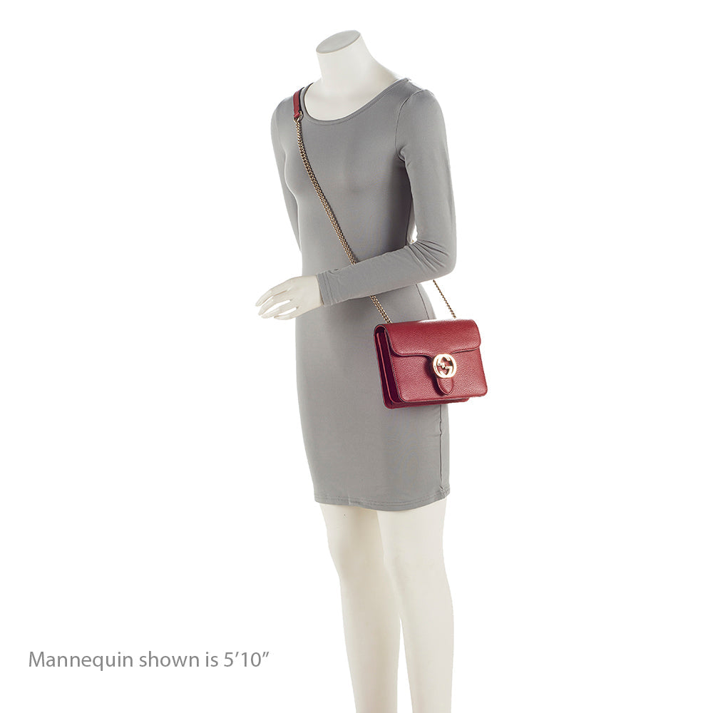 Gucci Grained Calfskin Interlocking G Small Shoulder Bag (SHF-8gS5ns)