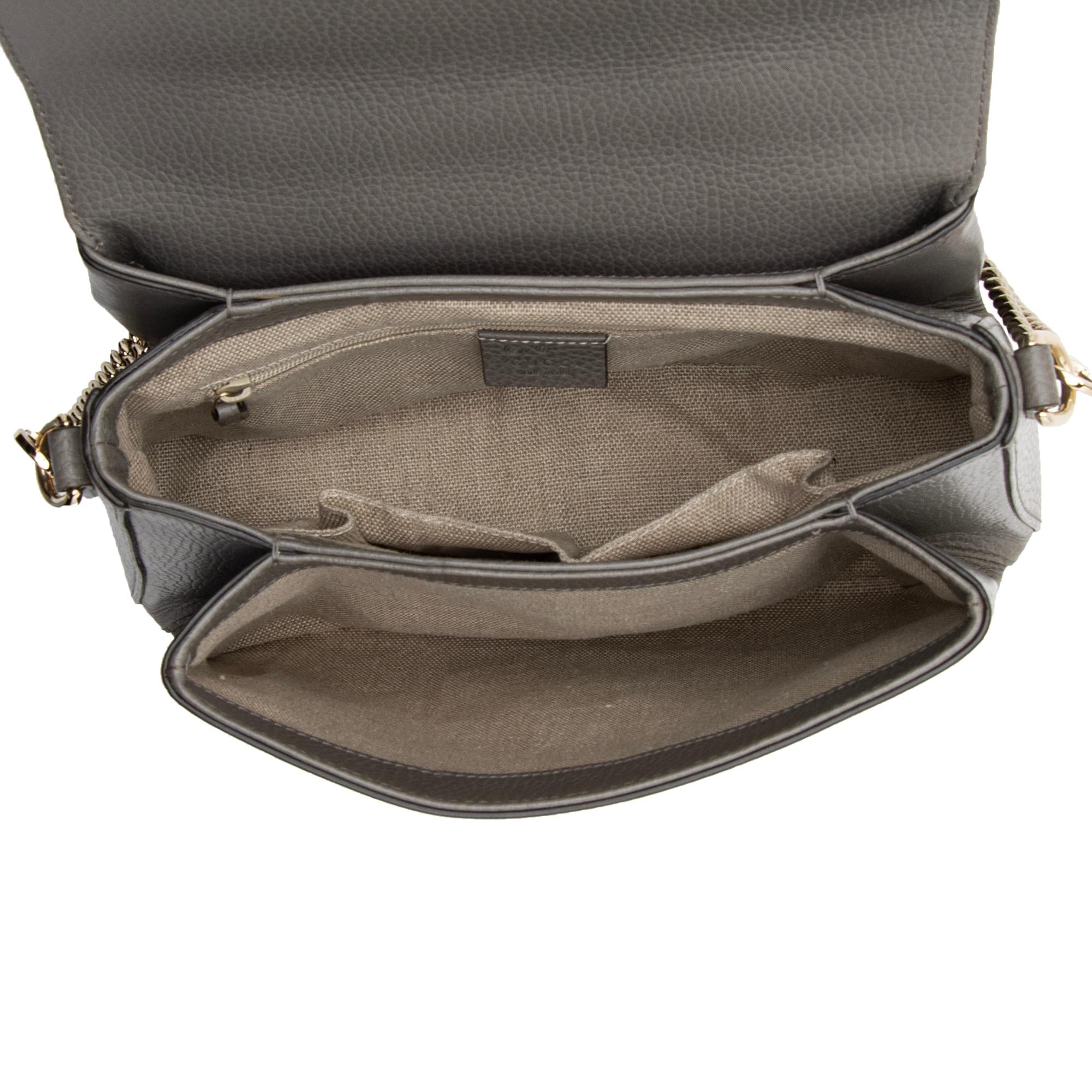 Gucci Leather Interlocking G Small Top Handle